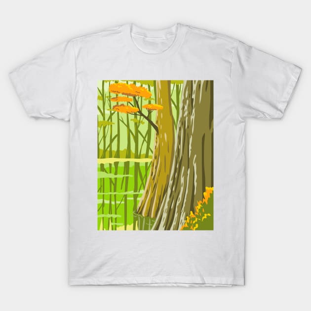 Congaree National Park in Columbia South Carolina United States WPA Poster Art Color T-Shirt by retrovectors